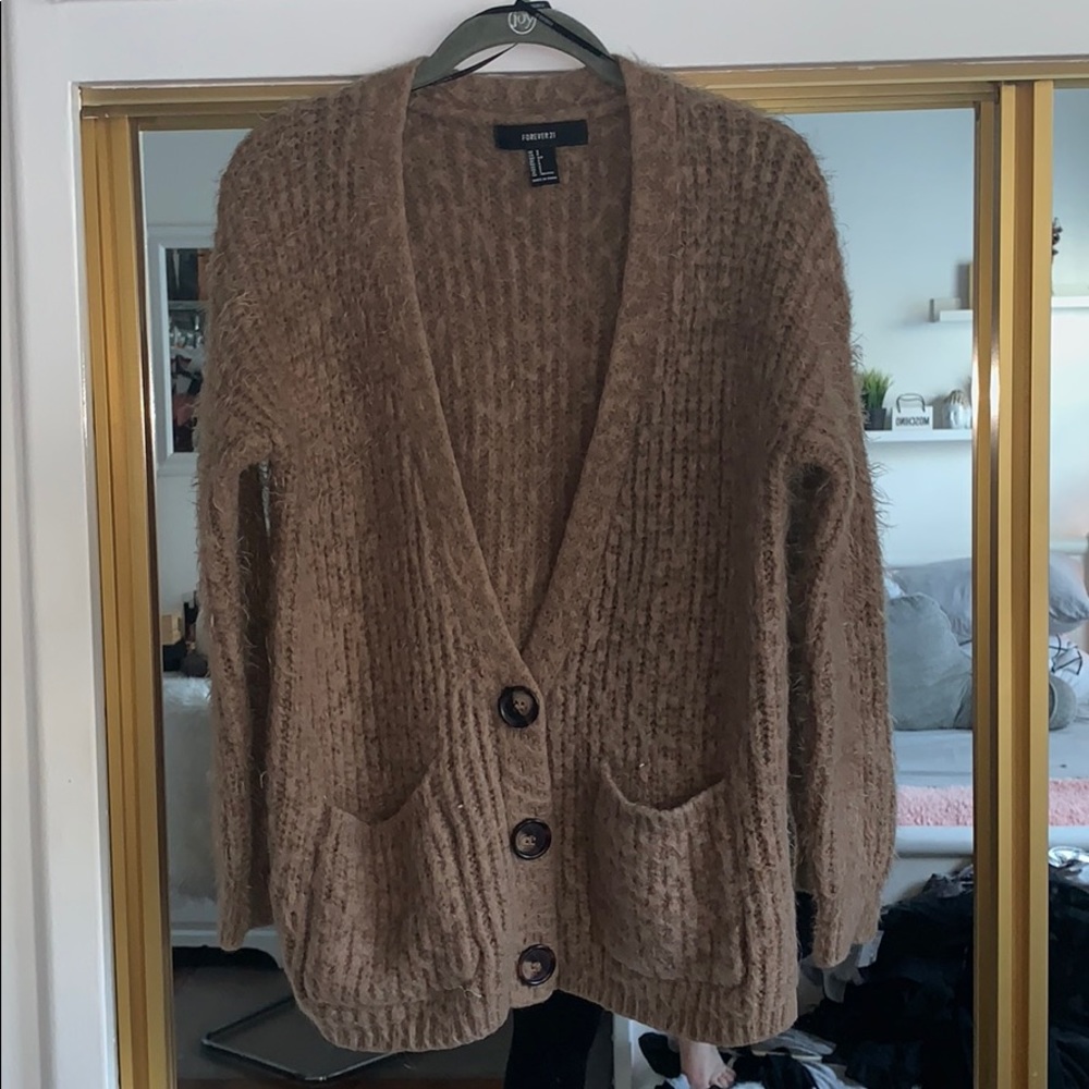 Brown Fuzzy Cardigan